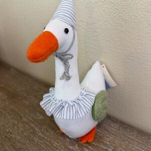 Charming Goose Plush Toy with Striped Hat